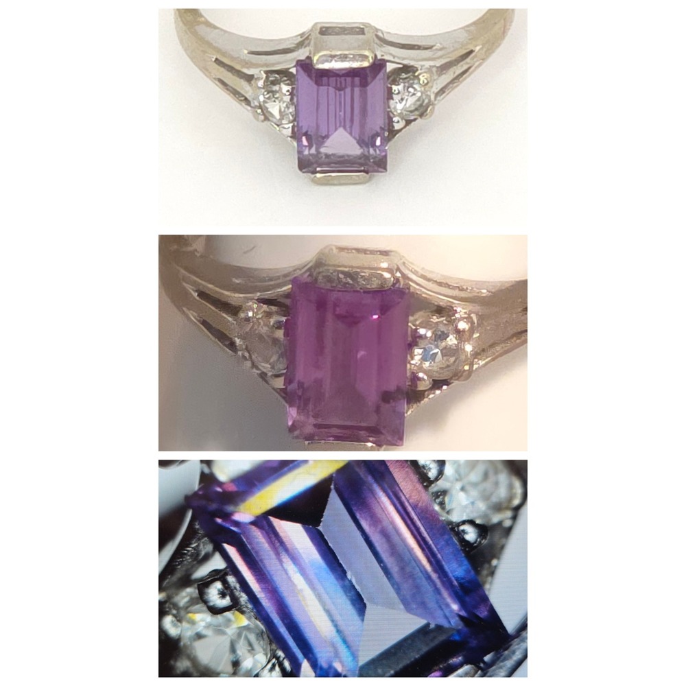 .60ct 10k Emerald Cut Purple Blue Synthetic Alexandrite Ring Child Size 2.25 - Picture 15 of 17